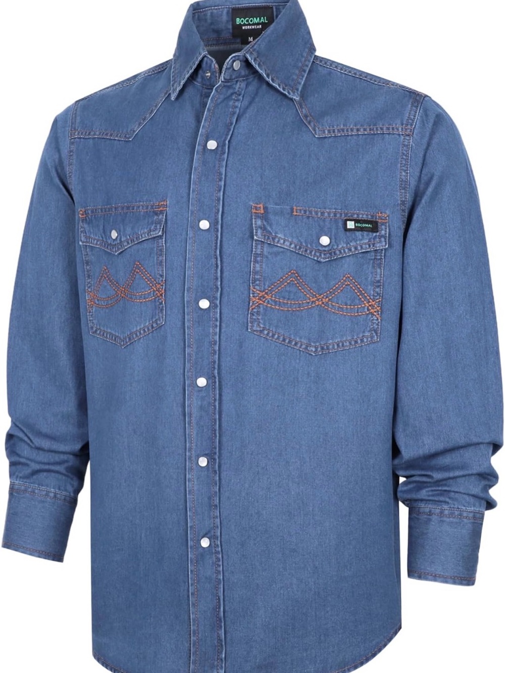 NWT 5X Plus Men's Blue Western Denim Shirt With Pearl Snap Buttons Ranch Cowboy